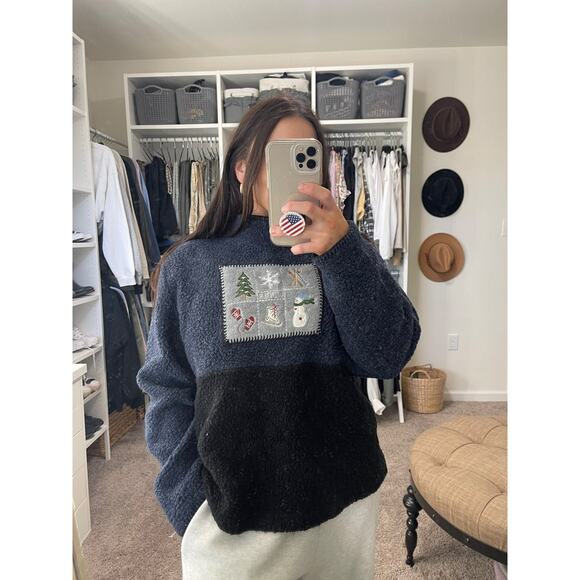 C&C Sport Fuzzy Winter Snowman Crewneck Sweater, Size L, Croft and Barrow - Picture 1 of 9